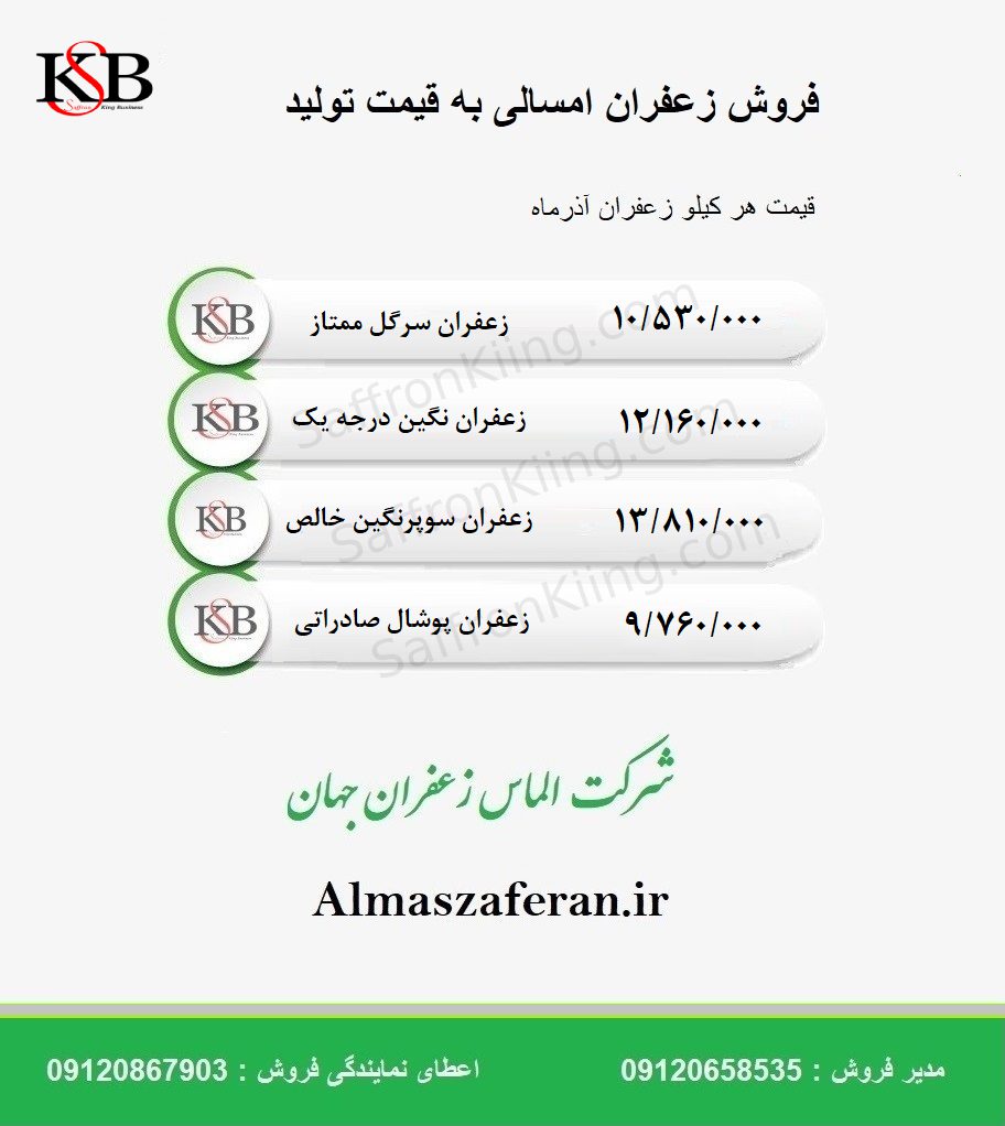 قیمت روز هر کیلو زعفران در مشهد